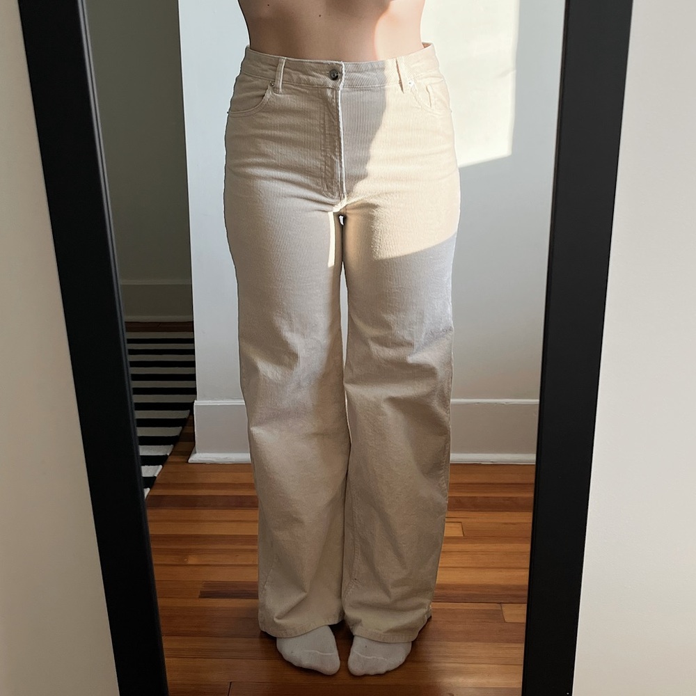 H&M high waisted corduroy pants, size 10, light beige colour